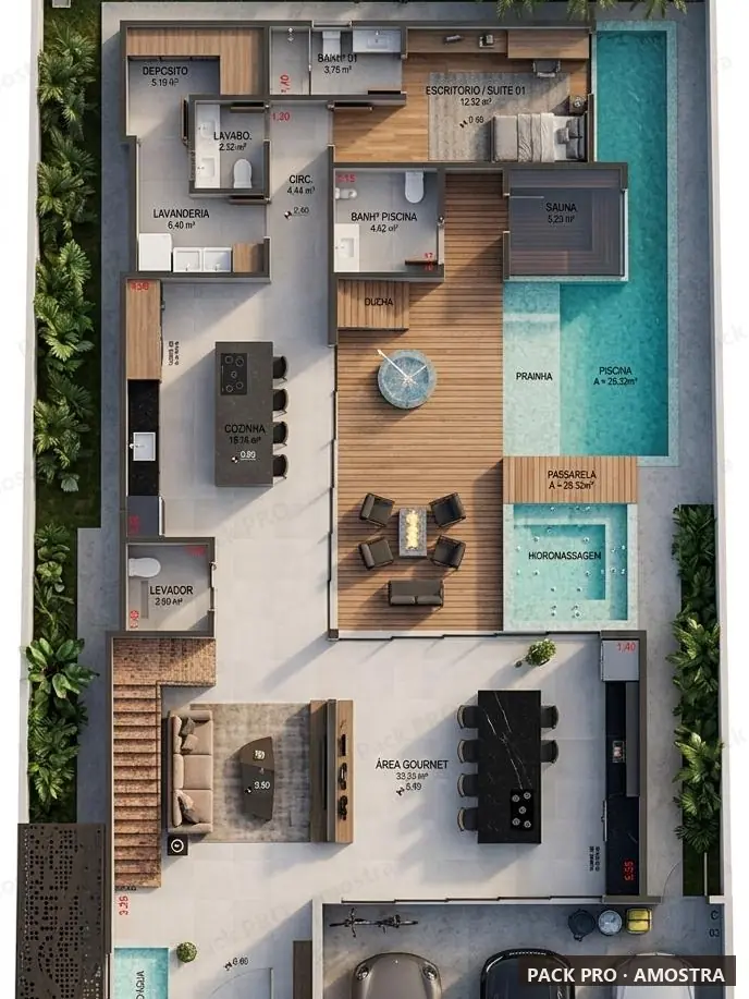 Planta humanizada ilustrativa do sobrado P020