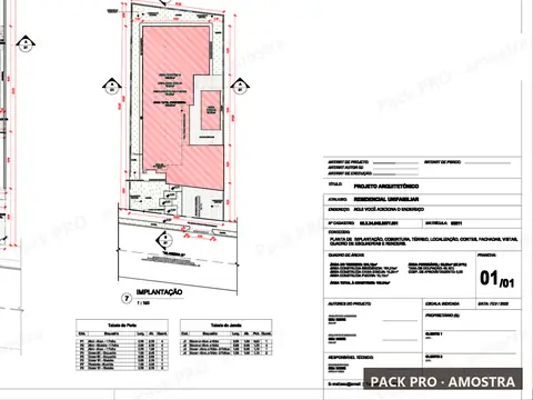 Recorte da prancha técnica do P016 (casa térrea), em baixa resolução com marca d’água