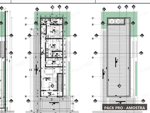Recorte da prancha técnica do P157 (casa duplex + comercial), em baixa resolução com marca d’água